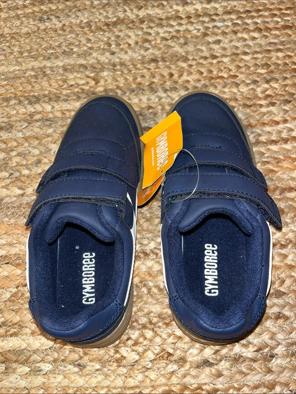 New Gymboree Navy and white Low-Top Sneakers with Double Velcro size 13